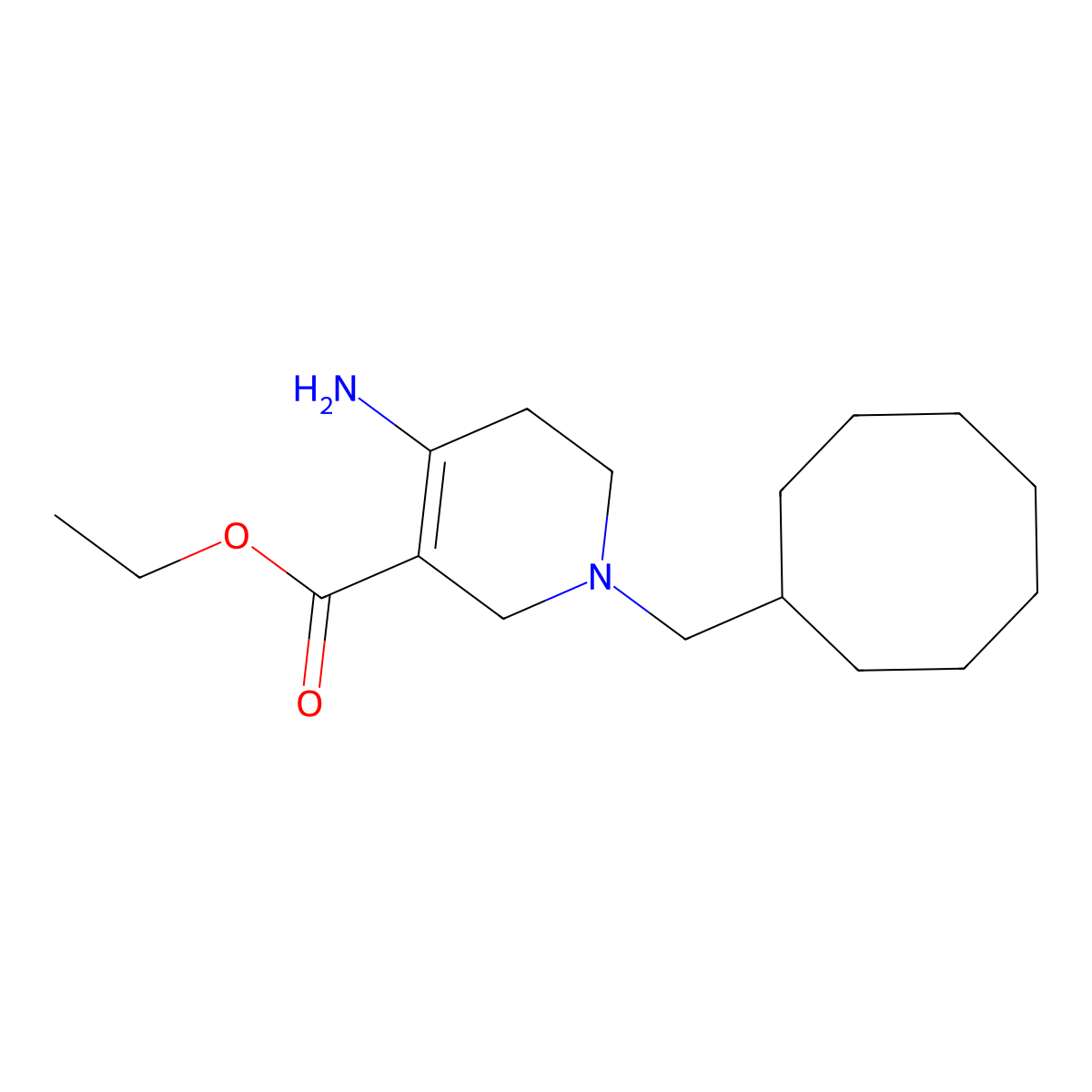 1-(Cyclooctylmethyl)-4-amino-1,2,5,6-tetrahydropyridine-3-carboxylic acid ethyl ester molecular structure, CAS 256640-47-8
