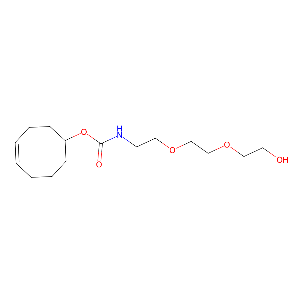 Cyclooct-4-en-1-yl (2-(2-(2-hydroxyethoxy)ethoxy)ethyl)carbamate molecular structure, CAS 2566420-12-8