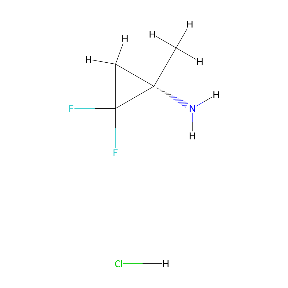 (1S)-2,2-Difluoro-1-methyl-cyclopropanamine hydrochloride molecular structure, CAS 2566440-07-9