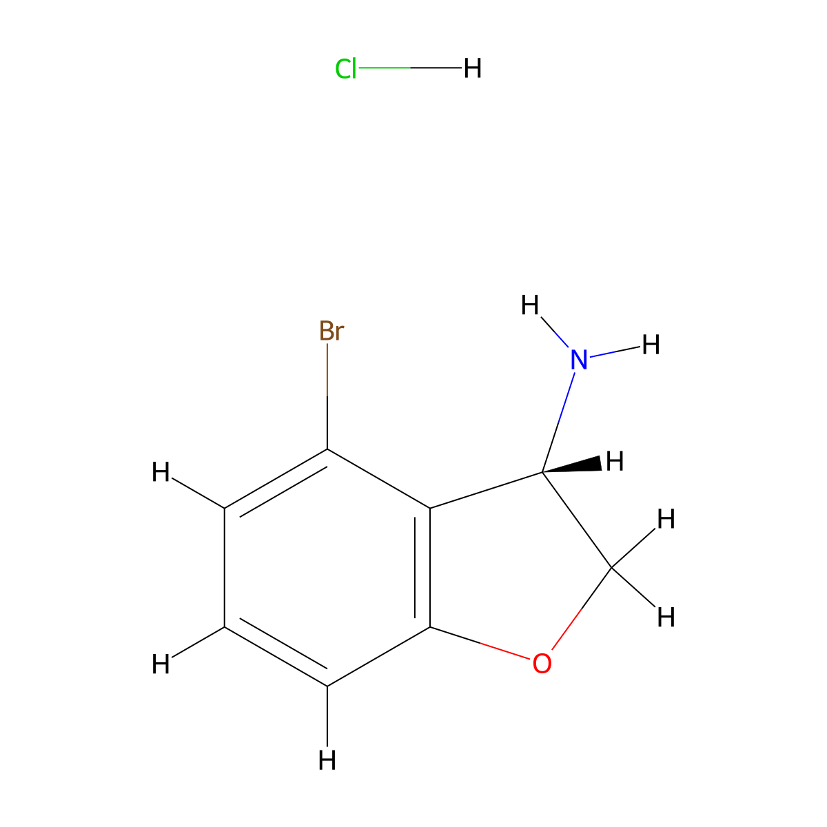 (S)-4-Bromo-2,3-dihydrobenzofuran-3-amine hydrochloride molecular structure, CAS 2566440-52-4