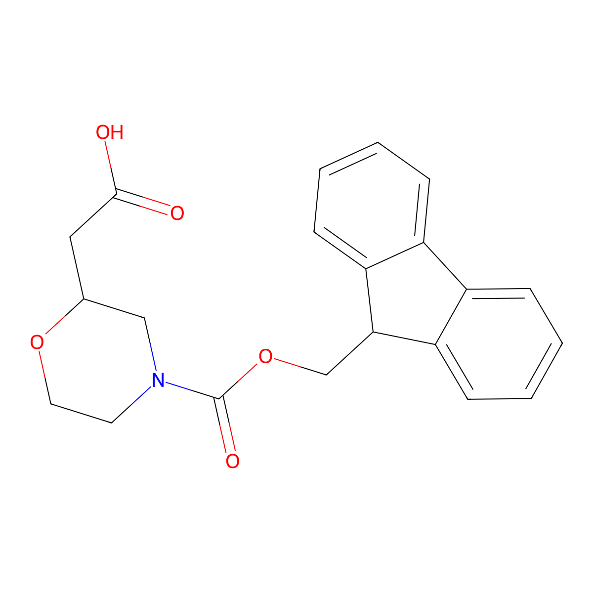 (S)-2-(4-(((9H-Fluoren-9-YL)methoxy)carbonyl)morpholin-2-YL)acetic acid molecular structure, CAS 2566443-80-7
