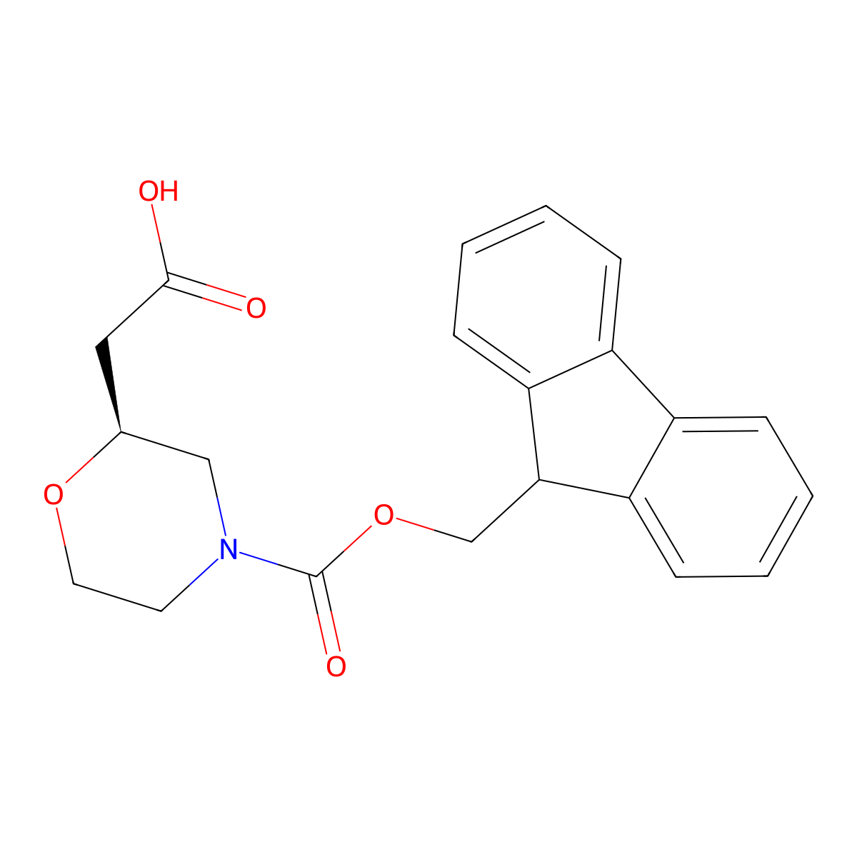 (S)-2-(4-(((9H-Fluoren-9-YL)methoxy)carbonyl)morpholin-2-YL)acetic acid molecular structure, CAS 2566443-80-7