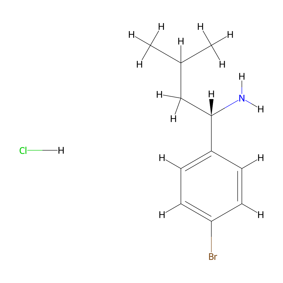 (S)-1-(4-Bromophenyl)-3-methylbutan-1-amine hydrochloride molecular structure, CAS 2566444-00-4