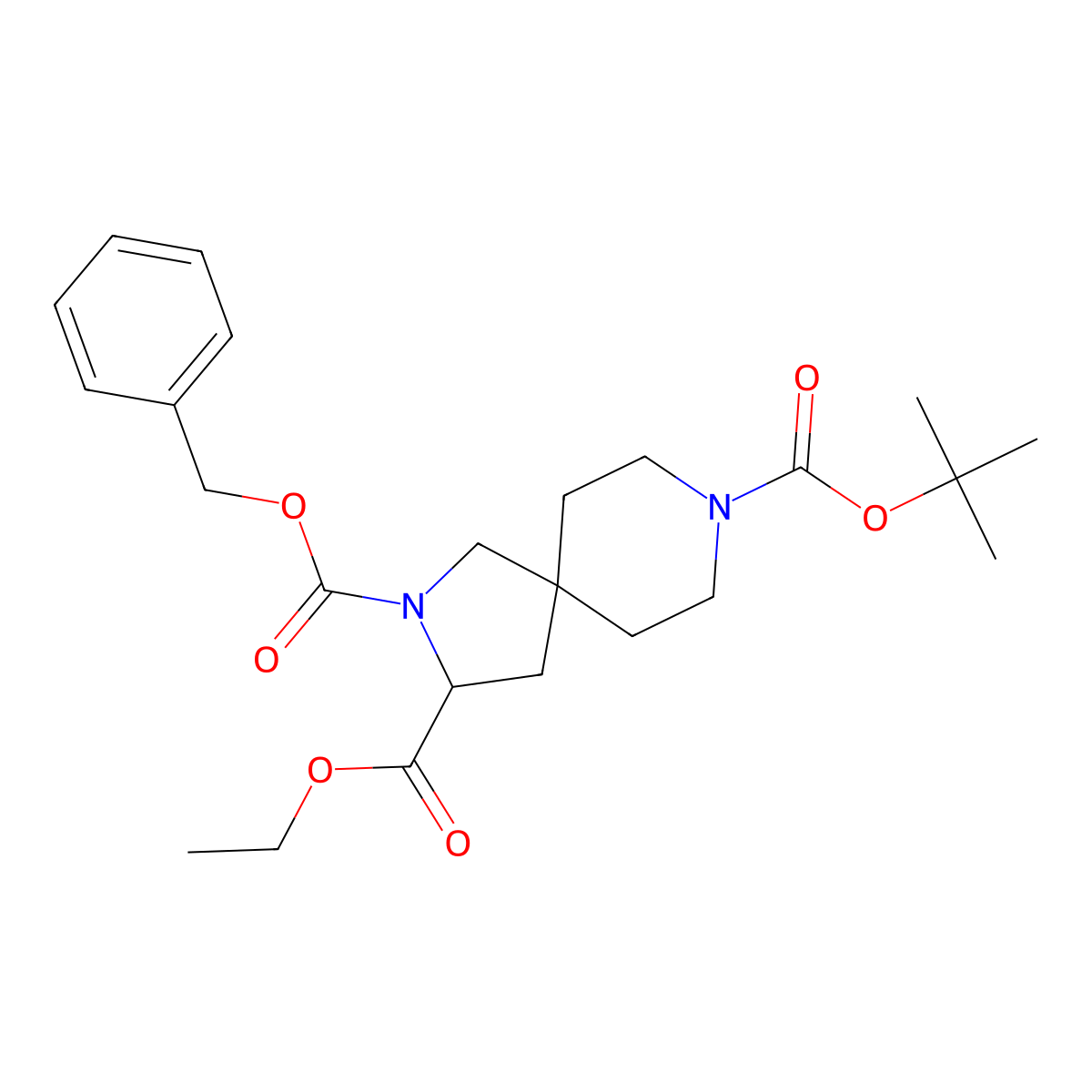 (R)-2-benzyl 8-tert-butyl 3-ethyl 2,8-diazaspiro[4.5]decane-2,3,8-tricarboxylate molecular structure, CAS 2566459-79-6