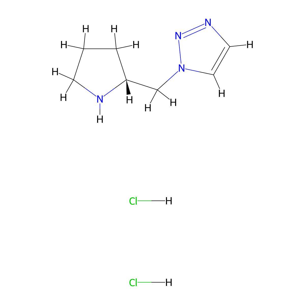 1-{[(2R)-pyrrolidin-2-yl]methyl}-1H-1,2,3-triazole dihydrochloride molecular structure, CAS 2566476-03-5