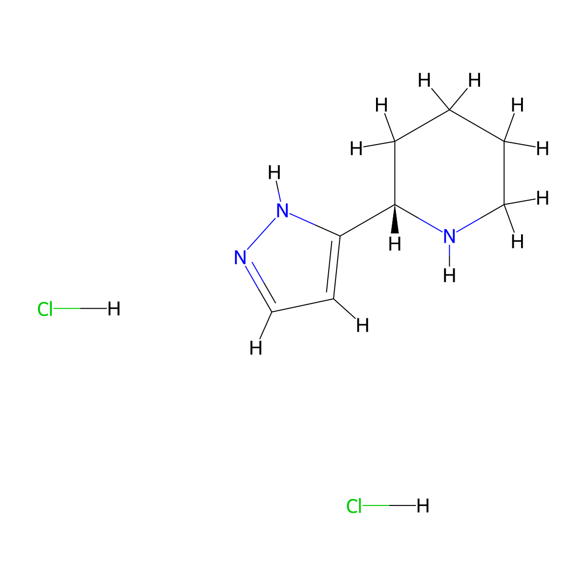 (S)-2-(1H-pyrazol-5-yl)piperidine dihydrochloride molecular structure, CAS 2566484-69-1