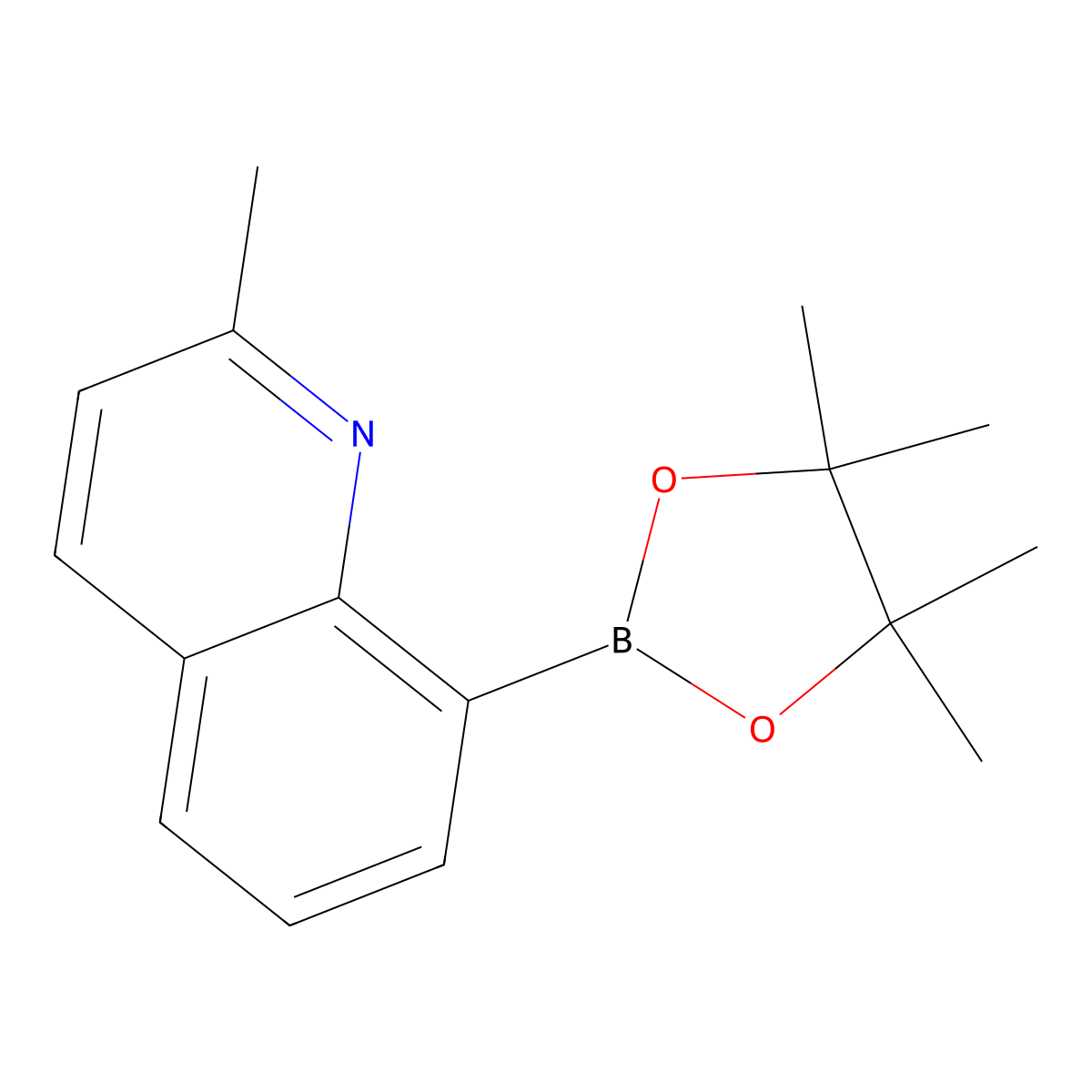 2-Methyl-8-(4,4,5,5-tetramethyl-1,3,2-dioxaborolan-2-yl)quinoline molecular structure, CAS 256652-05-8