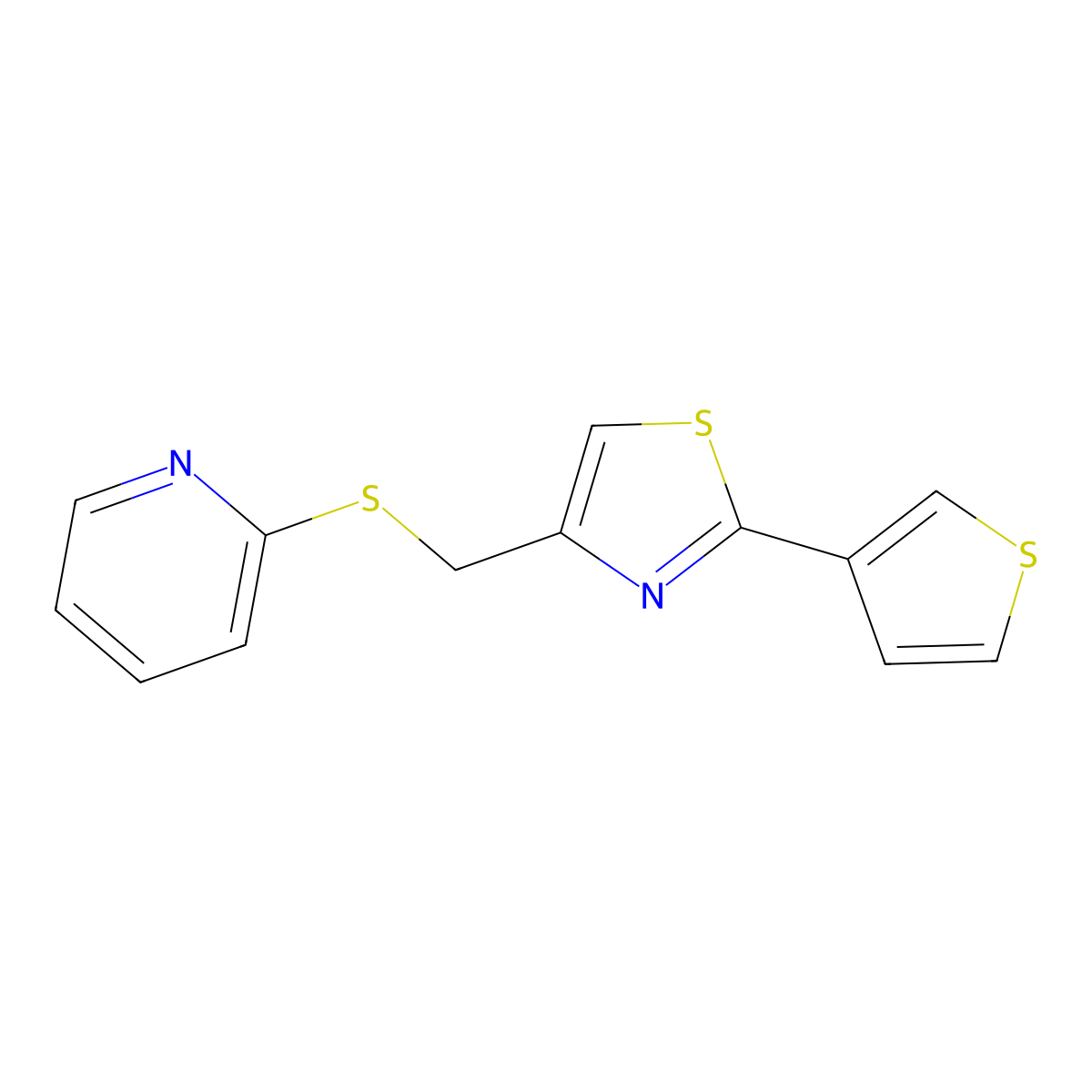 4-[(2-Pyridylthio)methyl]-2-(3-thienyl)-1,3-thiazole molecular structure, CAS 256657-97-3