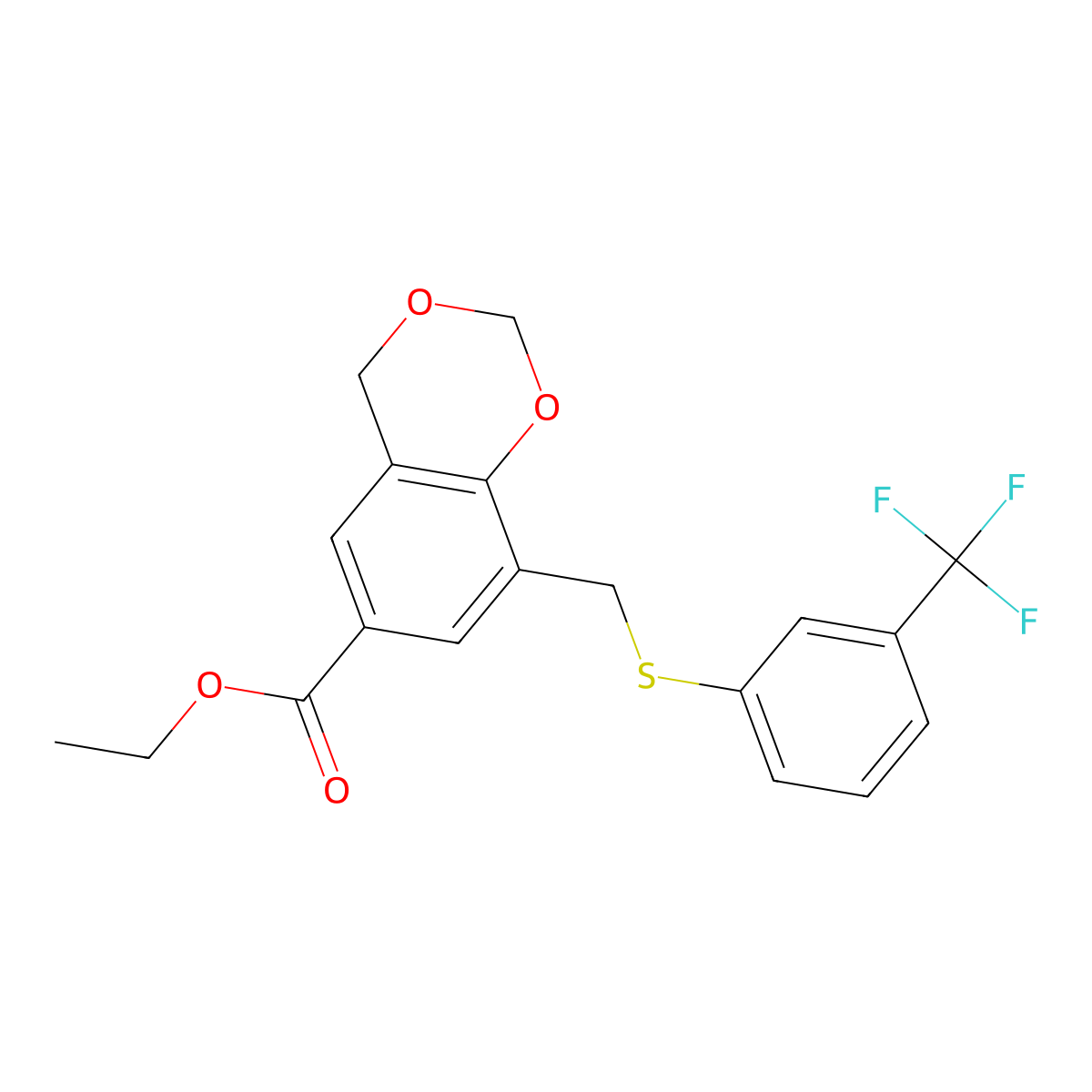 Ethyl 8-[[[3-(trifluoromethyl)phenyl]thio]methyl]-4H-1,3-benzodioxin-6-carboxylate molecular structure, CAS 256658-05-6