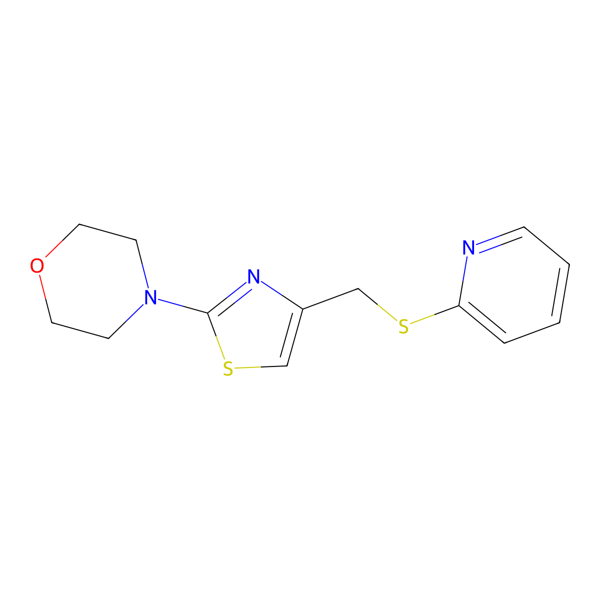 4-[4-(Pyridin-2-ylsulfanylmethyl)-1,3-thiazol-2-yl]morpholine molecular structure, CAS 256658-16-9