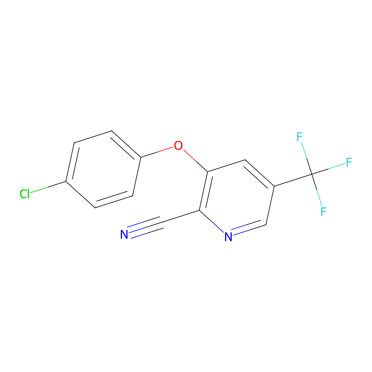 3-(4-Chlorophenoxy)-5-(trifluoromethyl)pyridine-2-carbonitrile molecular structure, CAS 256658-19-2