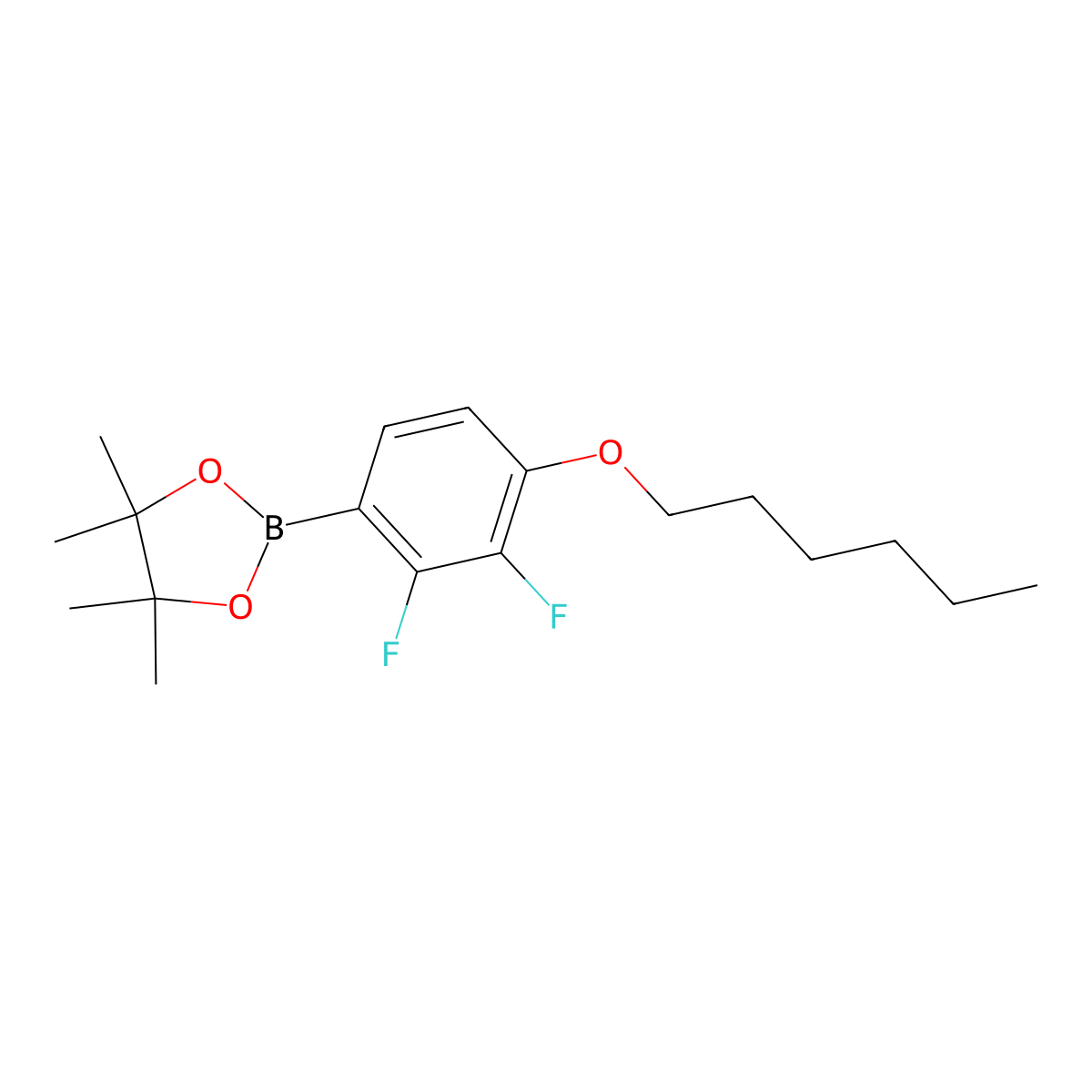 2-(2,3-Difluoro-4-(hexyloxy)phenyl)-4,4,5,5-tetramethyl-1,3,2-dioxaborolane molecular structure, CAS 2566593-07-3