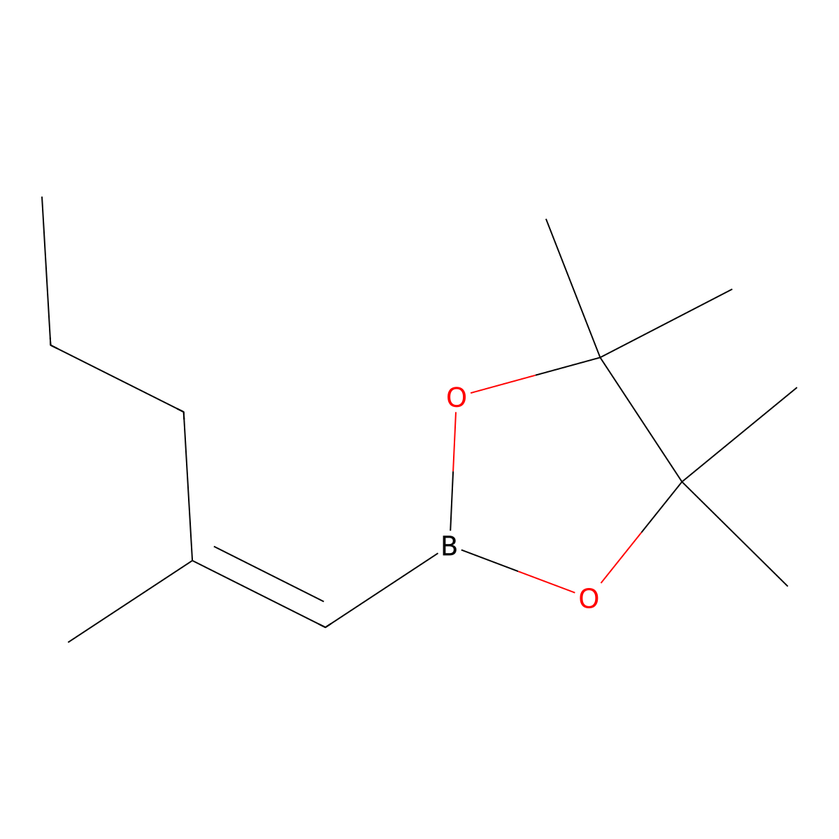 4,4,5,5-Tetramethyl-2-(2-methylpent-1-en-1-yl)-1,3,2-dioxaborolane molecular structure, CAS 2566594-86-1
