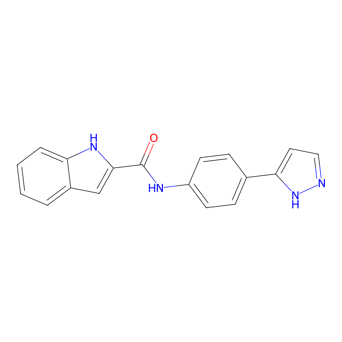 N-[4-(1H-pyrazol-3-yl)phenyl]-1H-indole-2-carboxamide molecular structure, CAS 256661-19-5