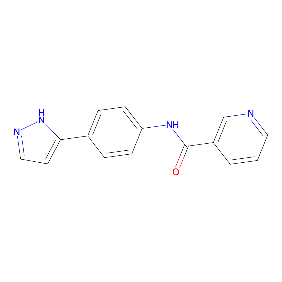 N-[4-(1H-pyrazol-3-yl)phenyl]pyridine-3-carboxamide molecular structure, CAS 256661-45-7