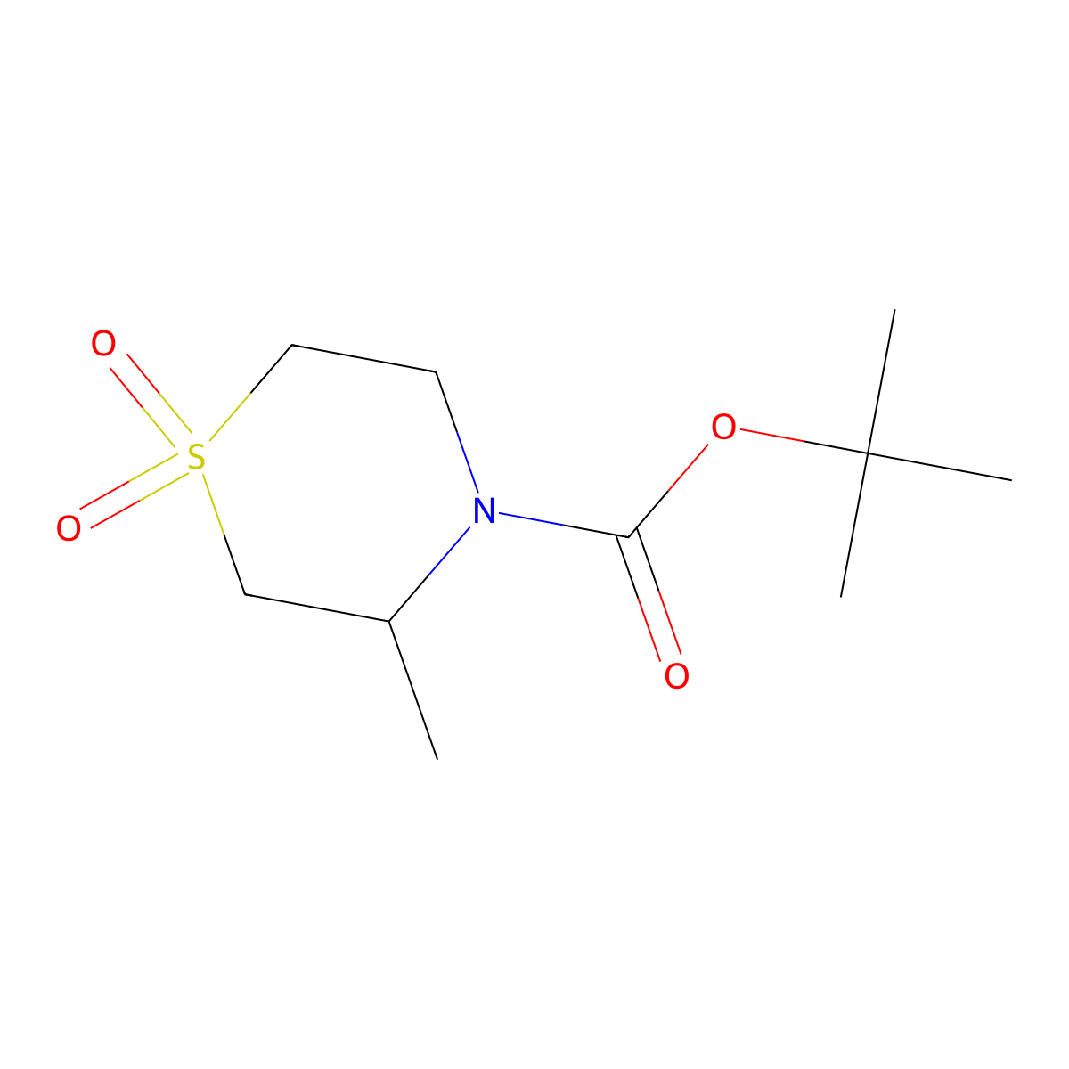tert-butyl (S)-3-methylthiomorpholine-4-carboxylate 1,1-dioxide molecular structure, CAS 2566619-85-8