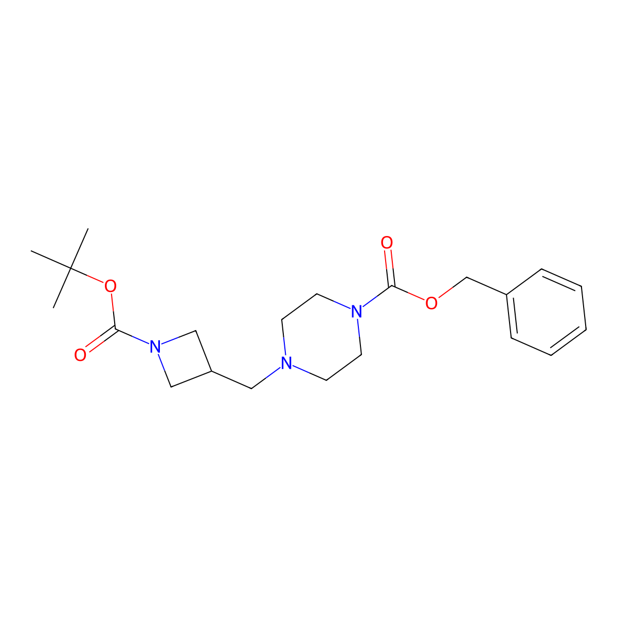 Phenylmethyl 4-[[1-[(1,1-dimethylethoxy)carbonyl]-3-azetidinyl]methyl]-1-piperazinecarboxylate molecular structure, CAS 2566692-50-8