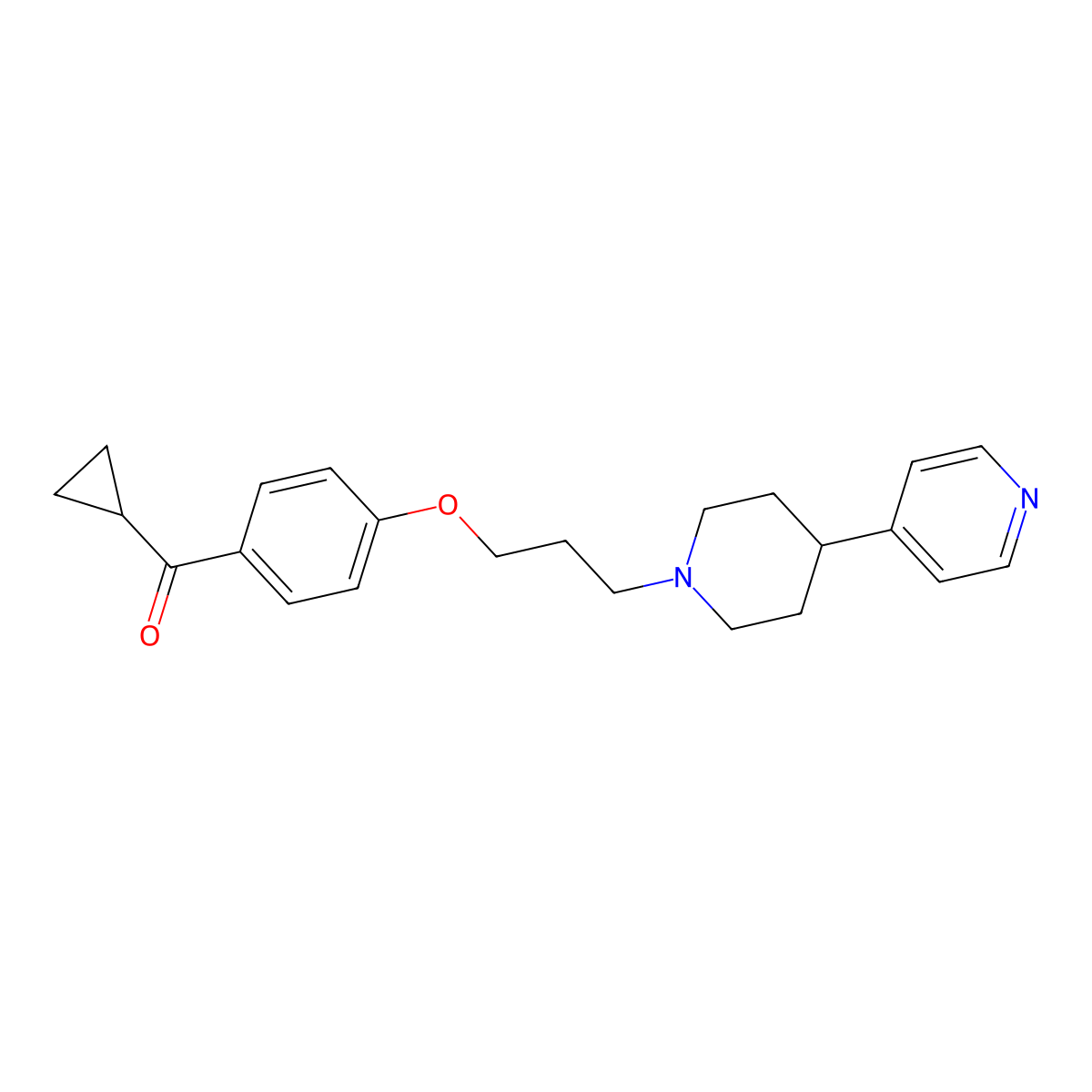 Cyclopropyl-[4-[3-(4-pyridin-4-ylpiperidin-1-yl)propoxy]phenyl]methanone molecular structure, CAS 2566715-91-9