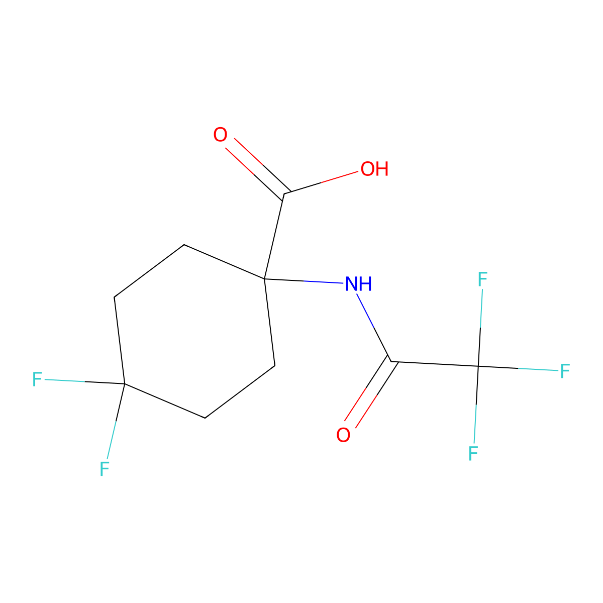 4,4-Difluoro-1-(2,2,2-trifluoroacetamido)cyclohexane-1-carboxylic acid molecular structure, CAS 2566830-66-6