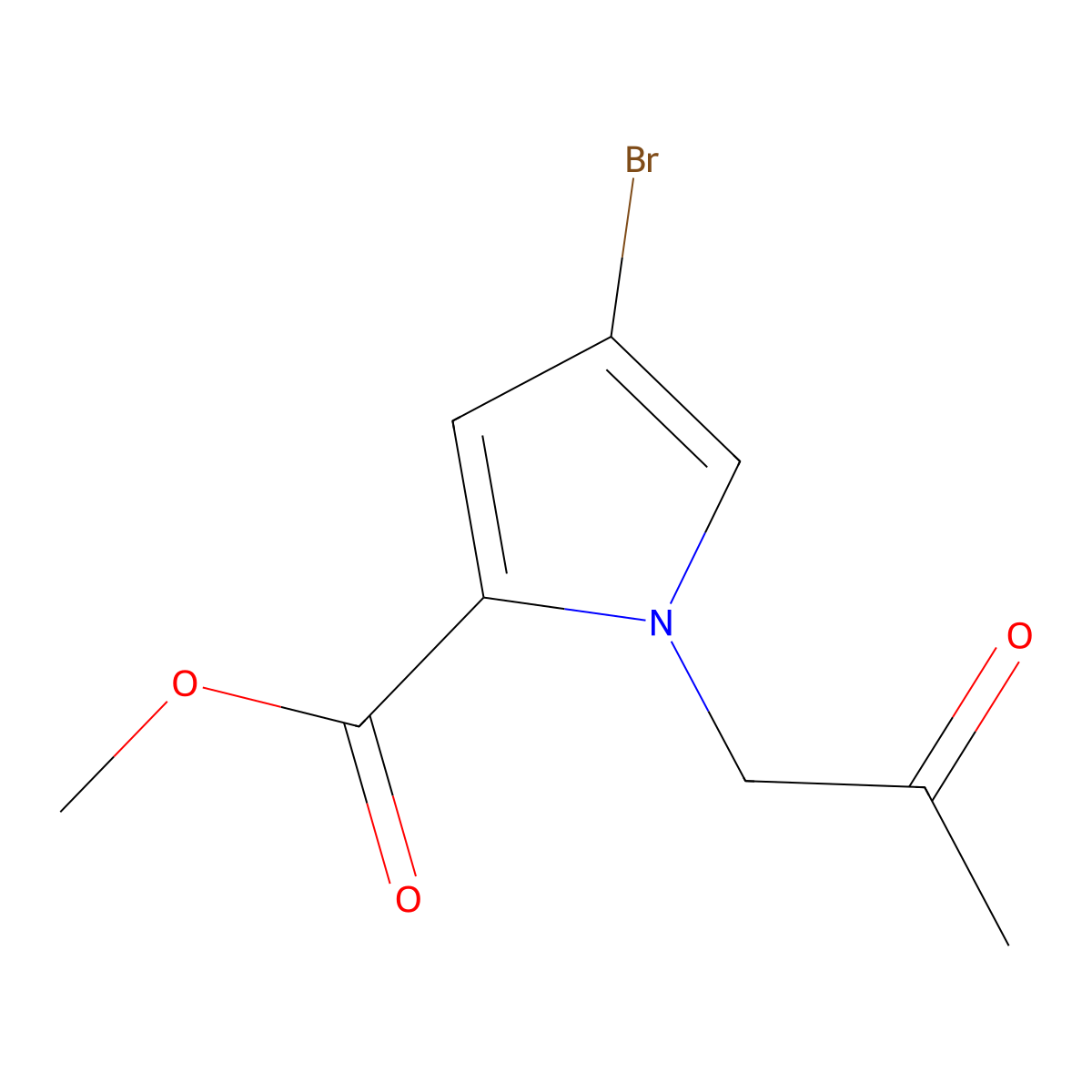 methyl 4-bromo-1-(2-oxopropyl)-1H-pyrrole-2-carboxylate molecular structure, CAS 2566874-95-9