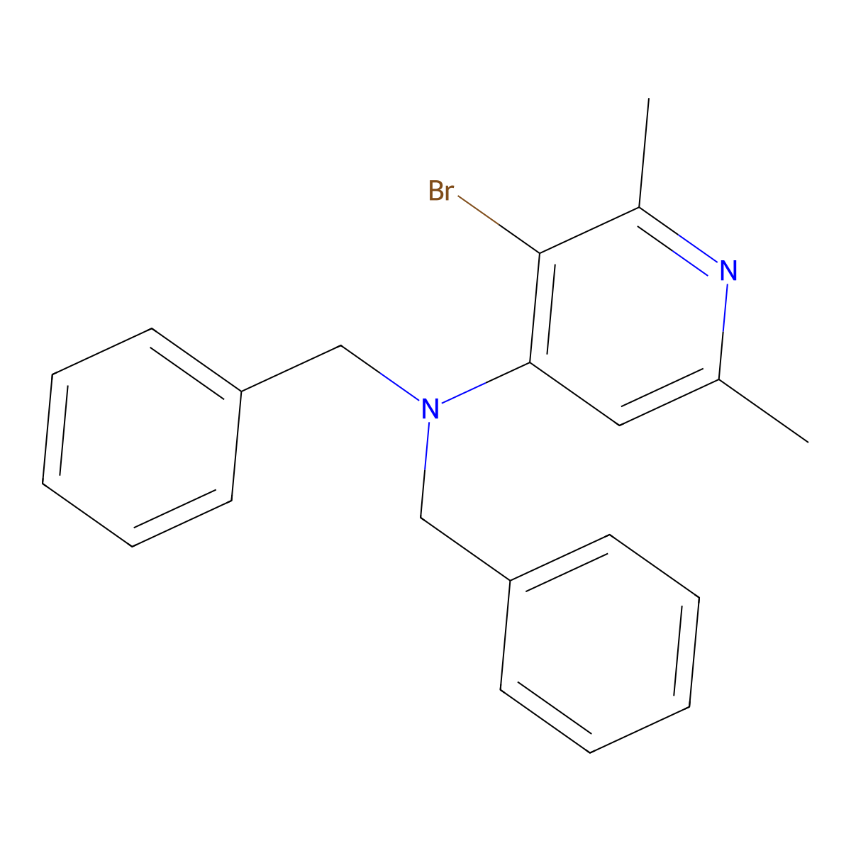 N,N-dibenzyl-3-bromo-2,6-dimethylpyridin-4-amine molecular structure, CAS 2567008-48-2