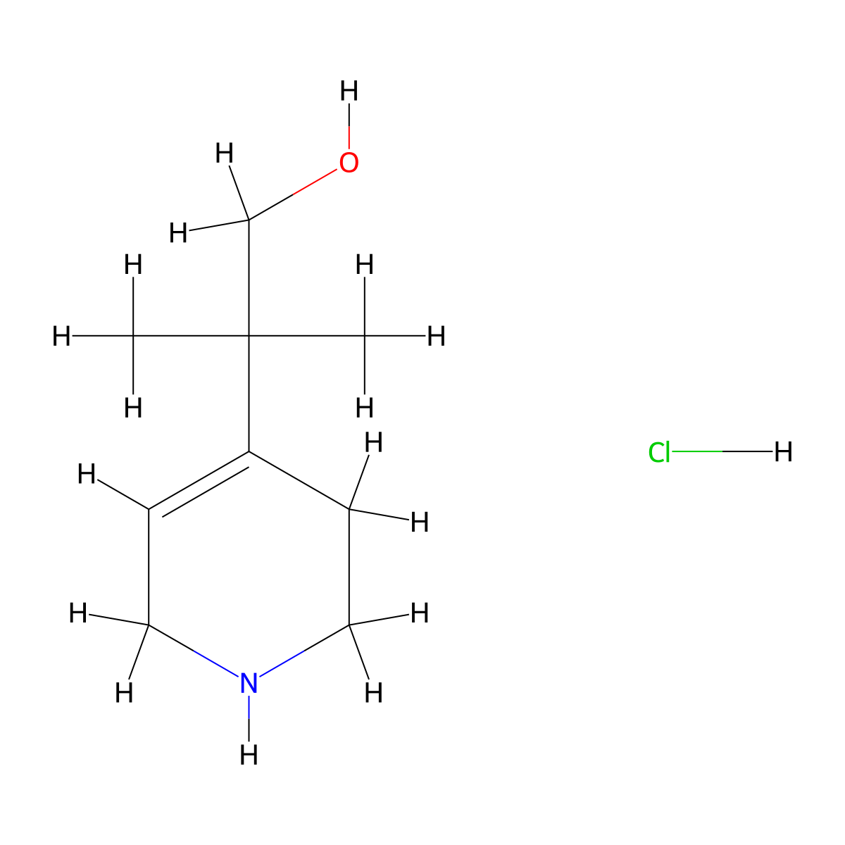 2-Methyl-2-(1,2,3,6-tetrahydropyridin-4-yl)propan-1-ol hydrochloride molecular structure, CAS 2567031-33-6