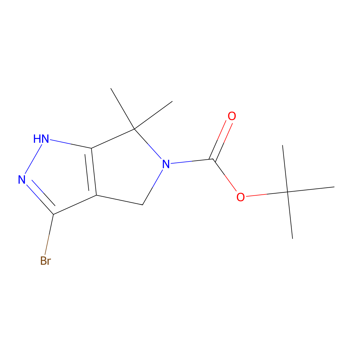 Tert-butyl 3-bromo-6,6-dimethyl-4,6-dihydropyrrolo[3,4-C]pyrazole-5(2H)-carboxylate molecular structure, CAS 2567031-59-6