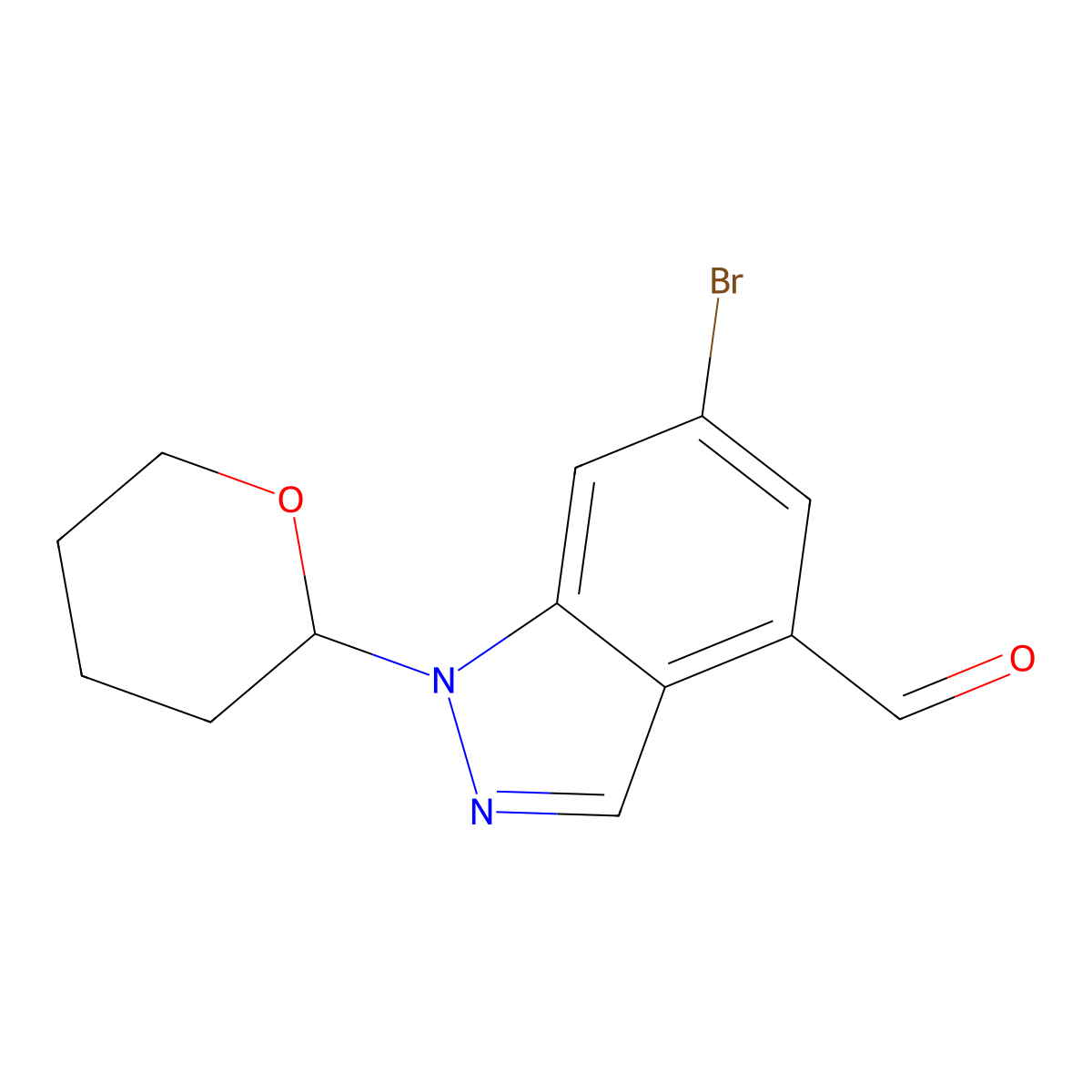 6-Bromo-1-(tetrahydro-2H-pyran-2-YL)-1H-indazole-4-carbaldehyde molecular structure, CAS 2567067-10-9