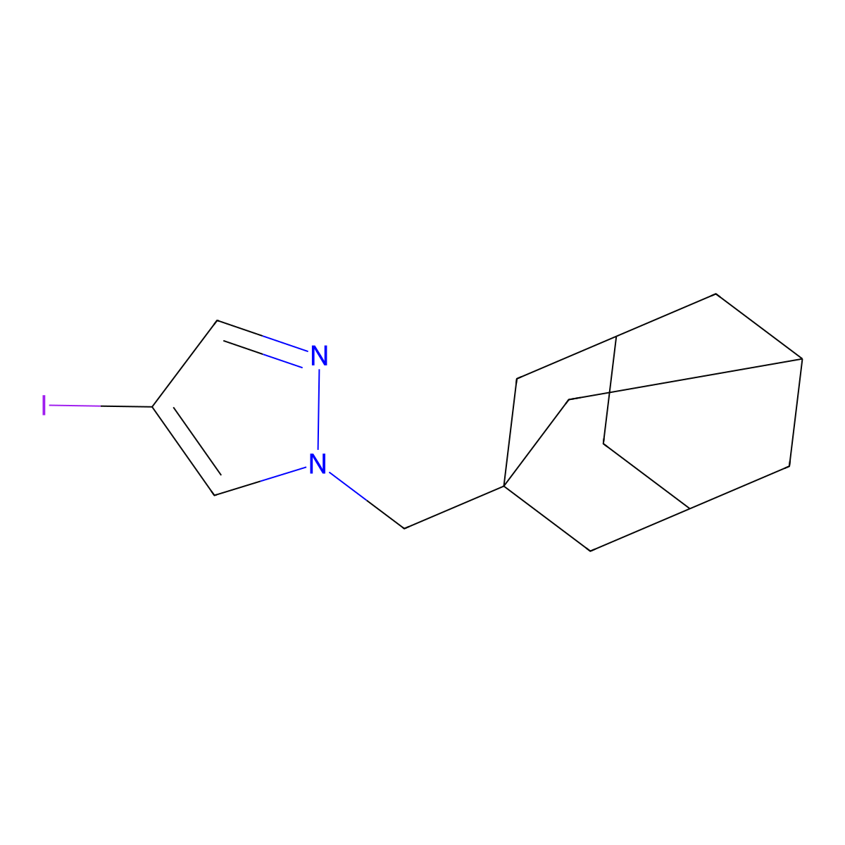 1-(adamantan-1-ylmethyl)-4-iodo-1H-pyrazole molecular structure, CAS 2567171-91-7