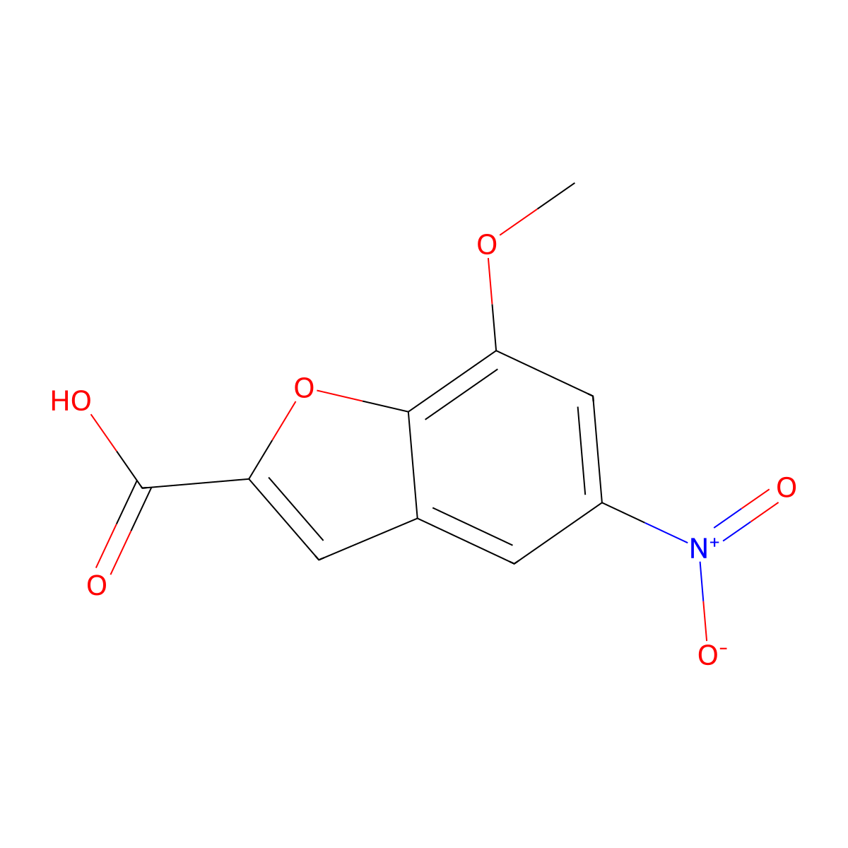 7-Methoxy-5-nitro-1-benzofuran-2-carboxylic acid molecular structure, CAS 25672-29-1