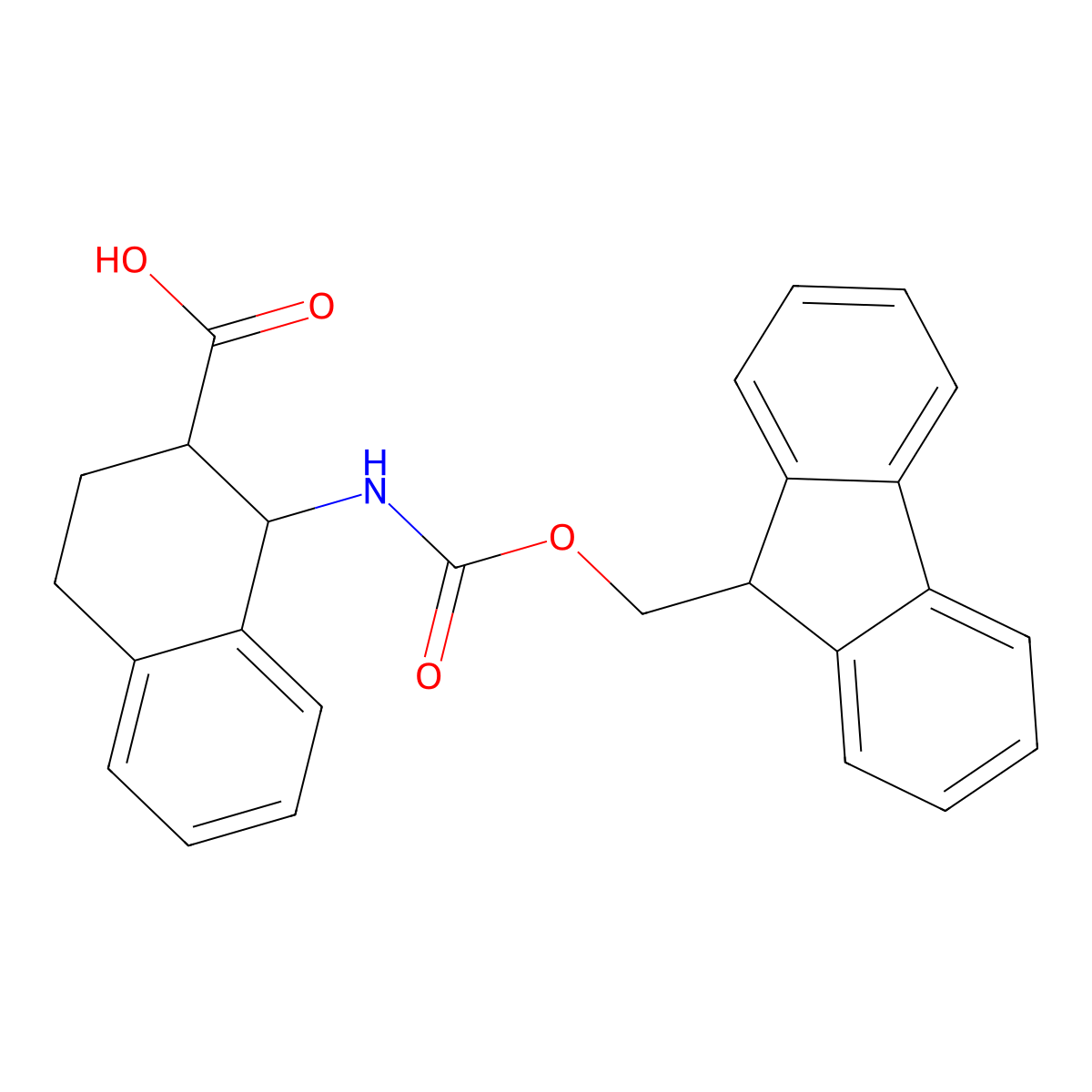 rac-(1R,2R)-1-({[(9H-fluoren-9-yl)methoxy]carbonyl}amino)-1,2,3,4-tetrahydronaphthalene-2-carboxylic acid molecular structure, CAS 2567488-85-9