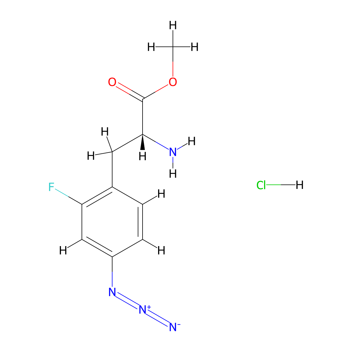 methyl (2R)-2-amino-3-(4-azido-2-fluorophenyl)propanoate hydrochloride molecular structure, CAS 2567489-09-0