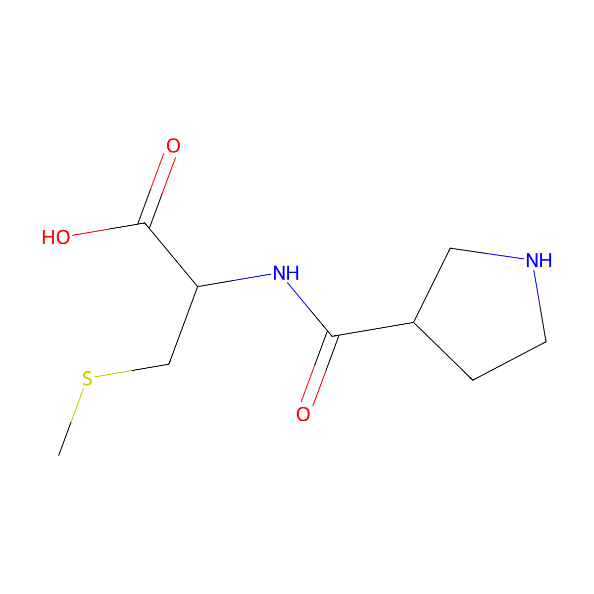 (2R)-3-(methylsulfanyl)-2-{[(3S)-pyrrolidin-3-yl]formamido}propanoic acid molecular structure, CAS 2567489-10-3