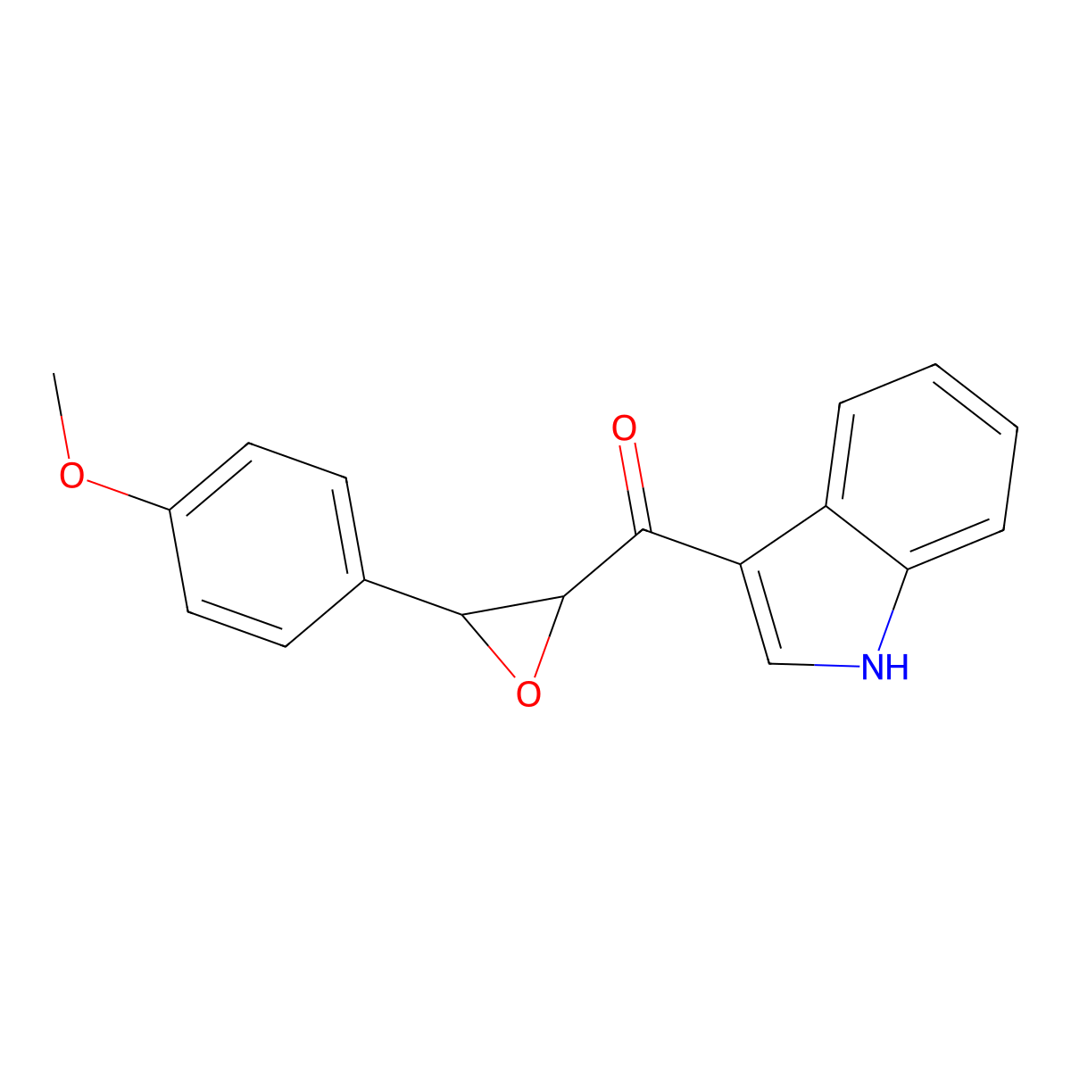 rac-3-[(2R,3R)-3-(4-methoxyphenyl)oxirane-2-carbonyl]-1H-indole, cis molecular structure, CAS 2567489-14-7