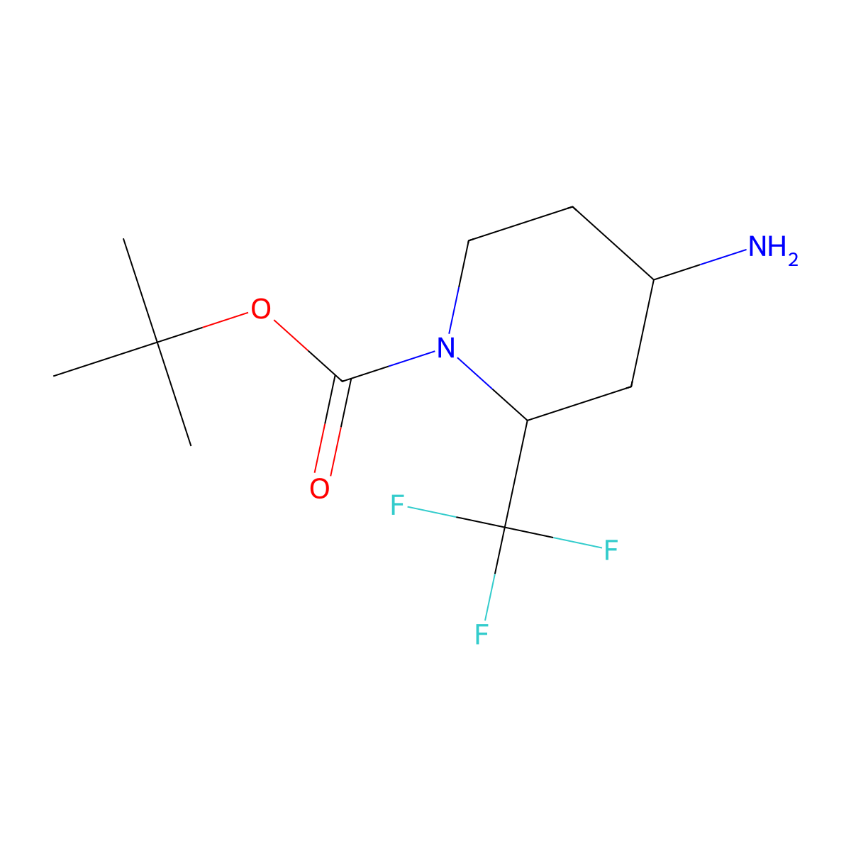 rac-tert-butyl (2R,4S)-4-amino-2-(trifluoromethyl)piperidine-1-carboxylate molecular structure, CAS 2567489-19-2