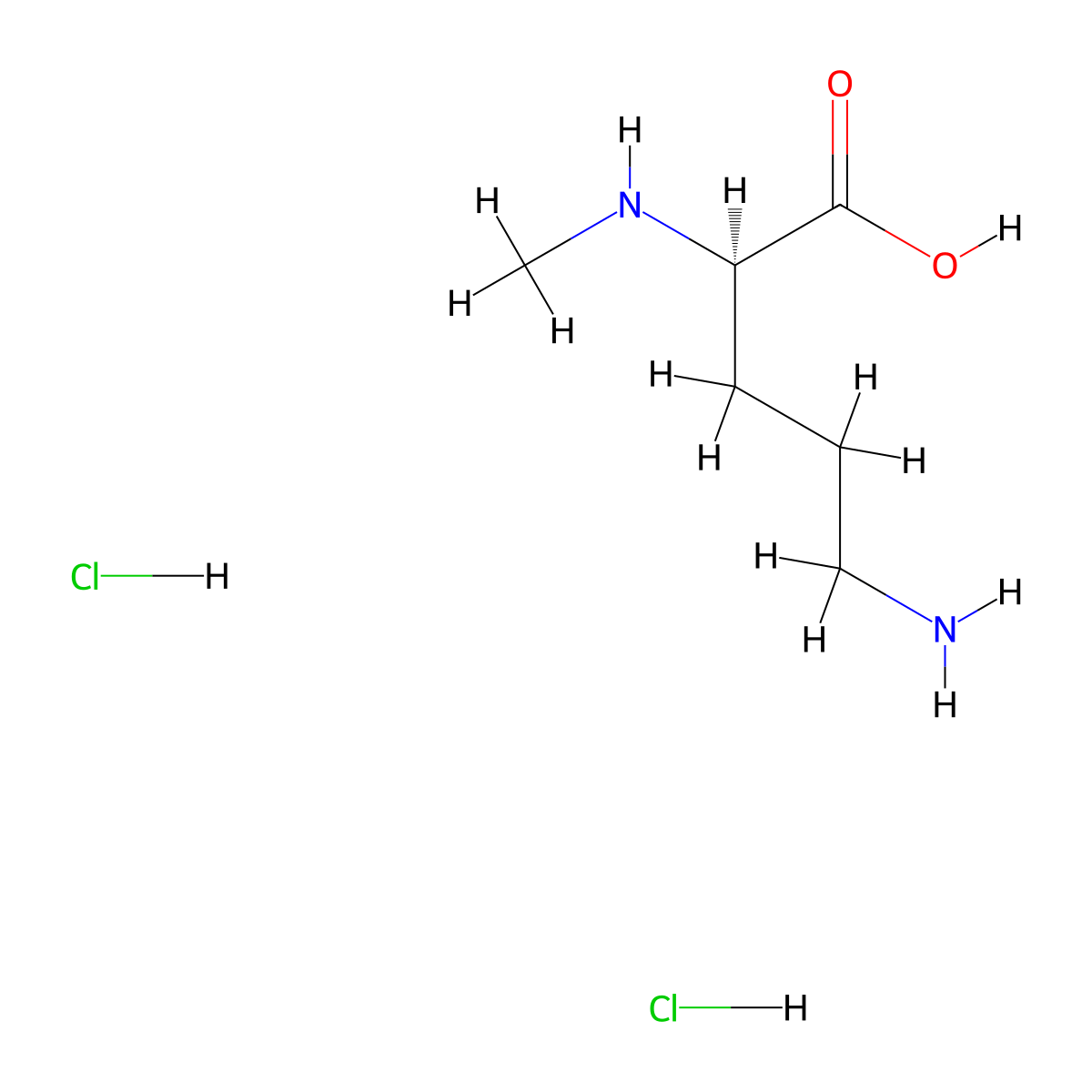 (2R)-5-amino-2-(methylamino)pentanoic acid dihydrochloride molecular structure, CAS 2567489-24-9