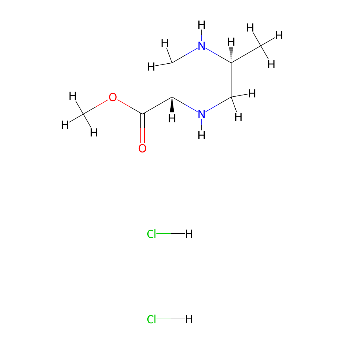 rac-methyl(2R,5R)-5-methylpiperazine-2-carboxylatedihydrochloride,trans molecular structure, CAS 2567489-36-3