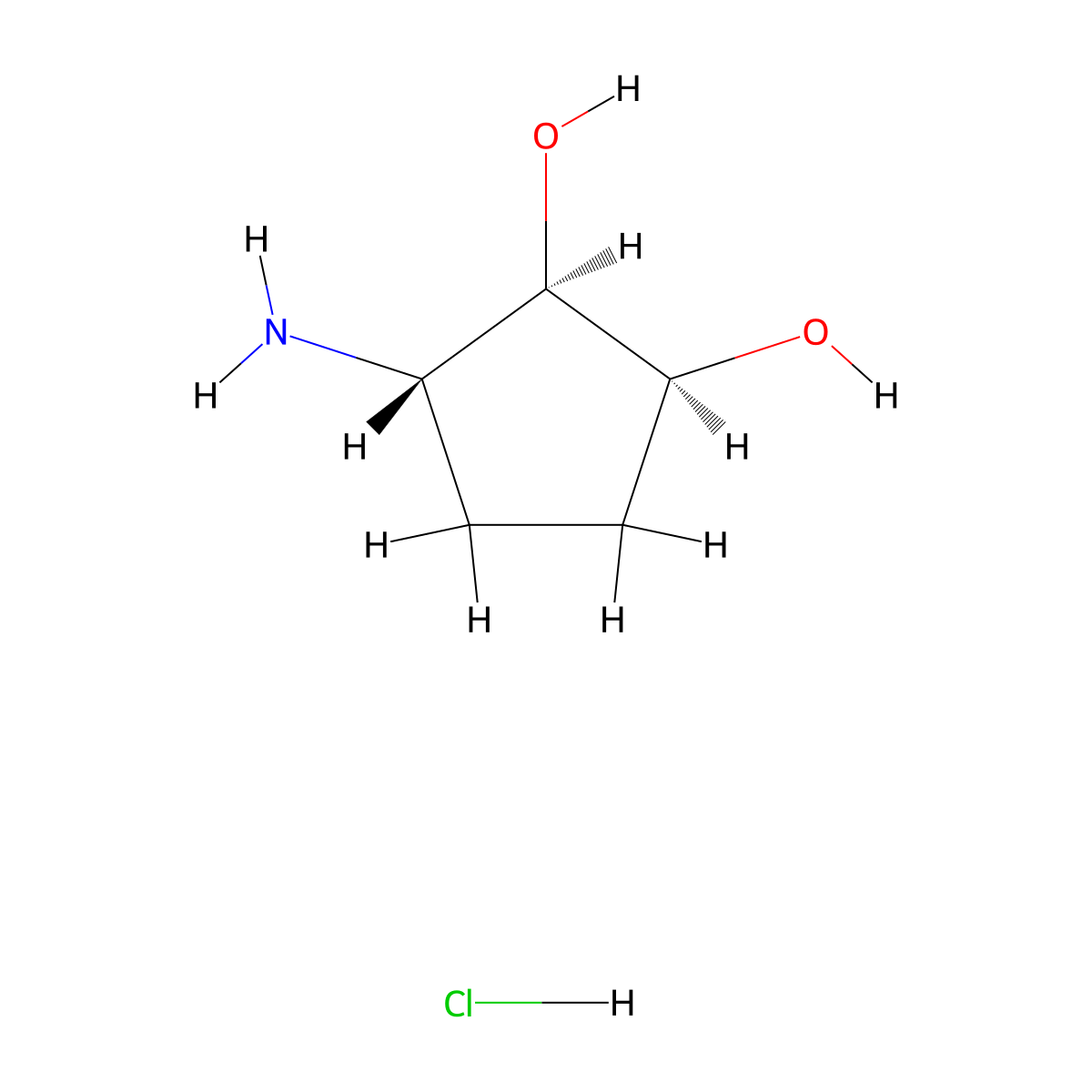 (1S,2R,3S)-3-aminocyclopentane-1,2-diol hydrochloride molecular structure, CAS 2567489-44-3