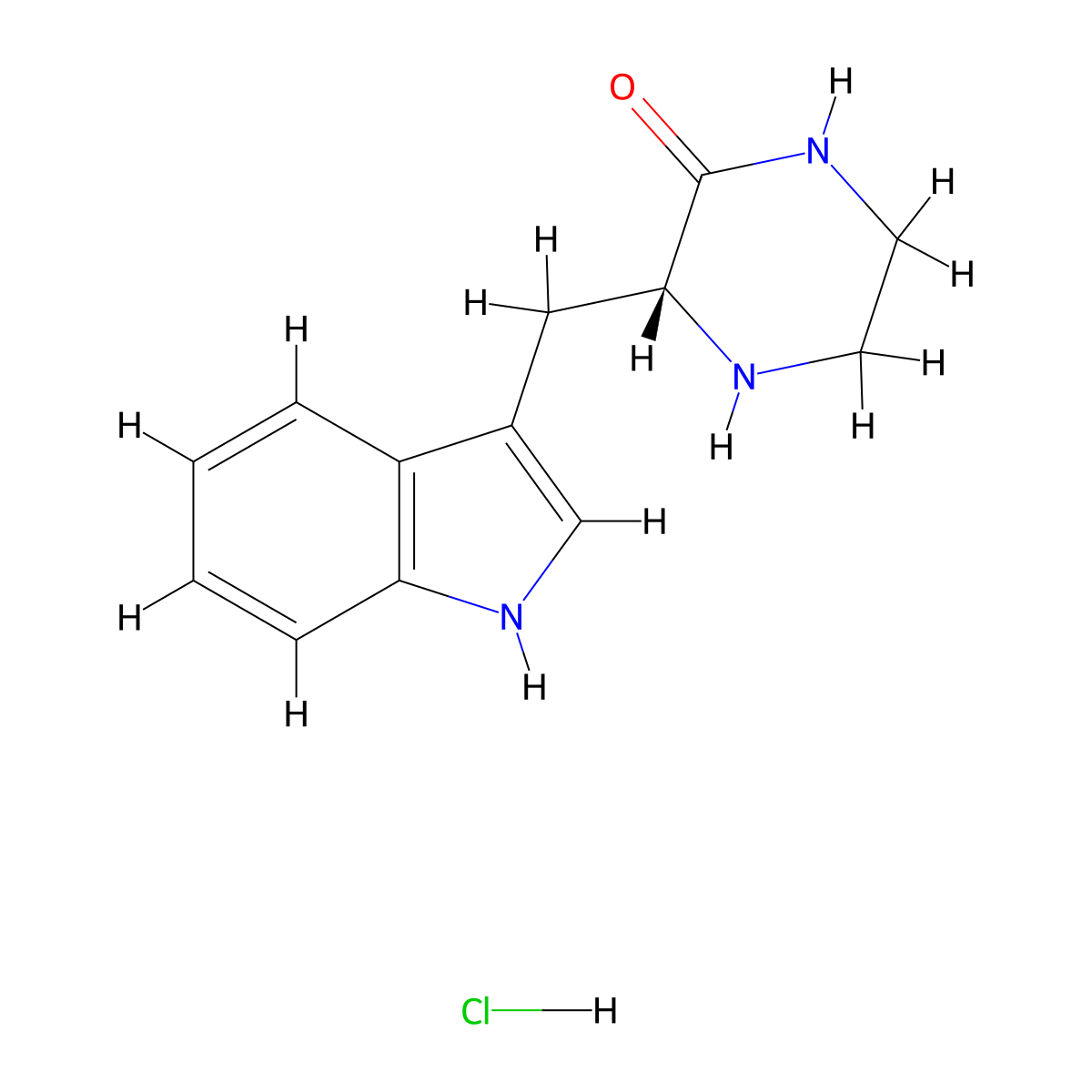 (3R)-3-[(1H-indol-3-yl)methyl]piperazin-2-one hydrochloride molecular structure, CAS 2567489-66-9