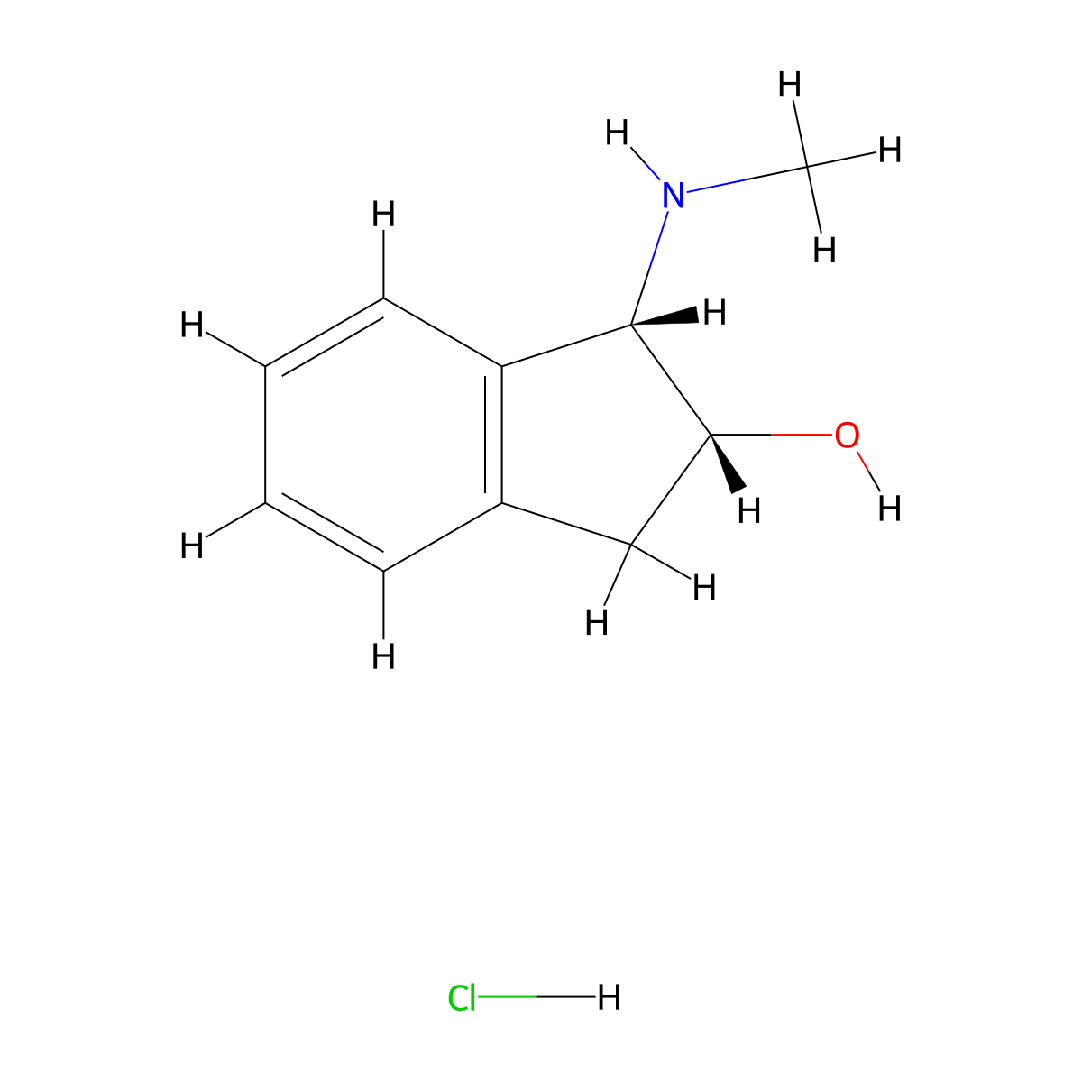 (1S,2R)-1-(methylamino)-2,3-dihydro-1H-inden-2-ol hydrochloride molecular structure, CAS 2567489-70-5