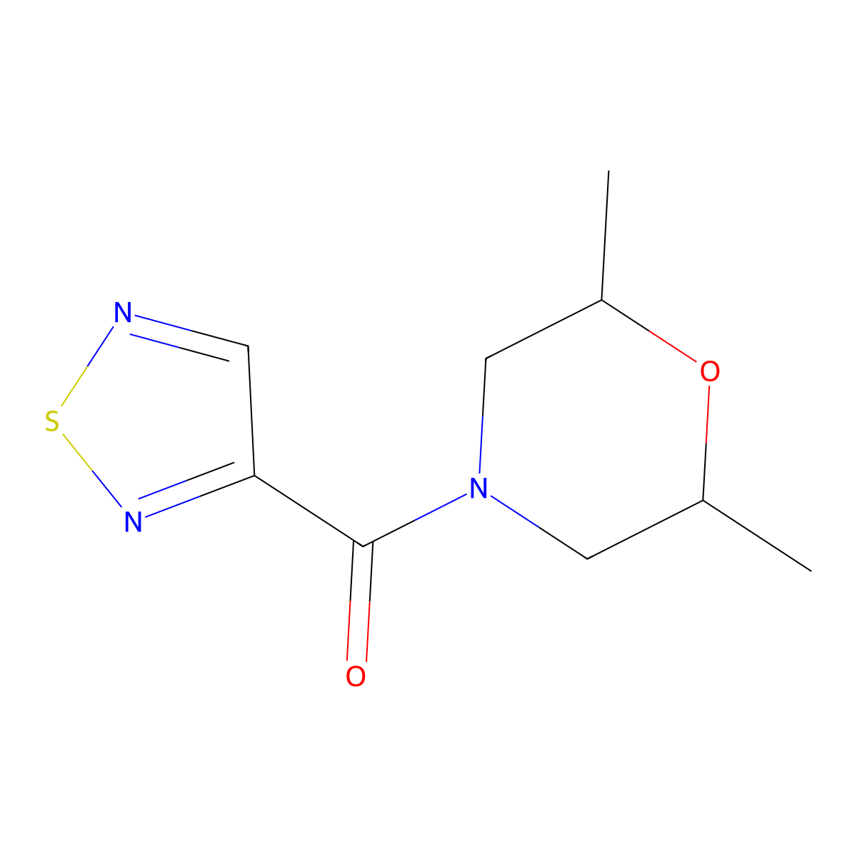 (2R,6S)-2,6-dimethyl-4-(1,2,5-thiadiazole-3-carbonyl)morpholine molecular structure, CAS 2567489-93-2