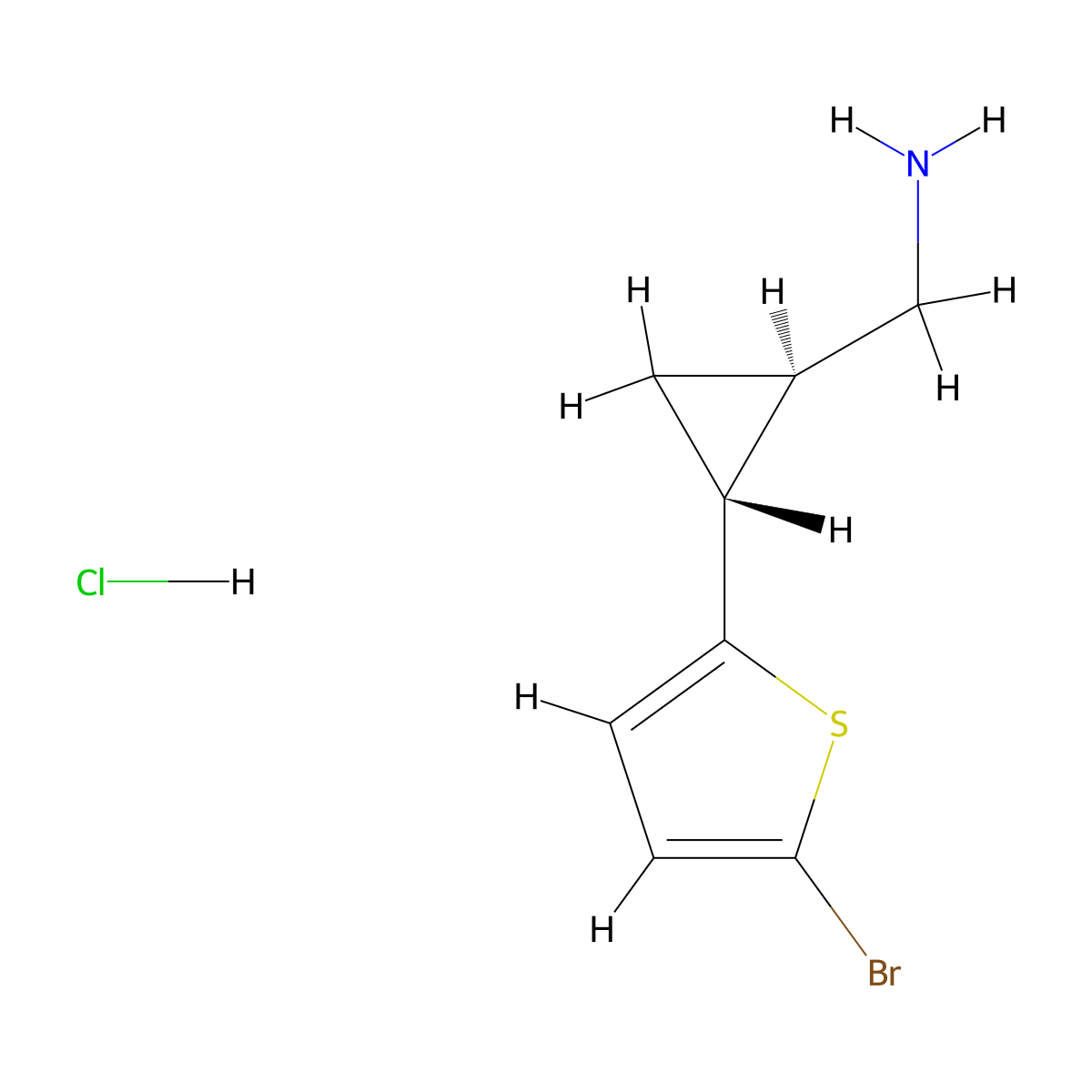rac-1-[(1R,2R)-2-(5-bromothiophen-2-yl)cyclopropyl]methanaminehydrochloride,trans molecular structure, CAS 2567489-94-3