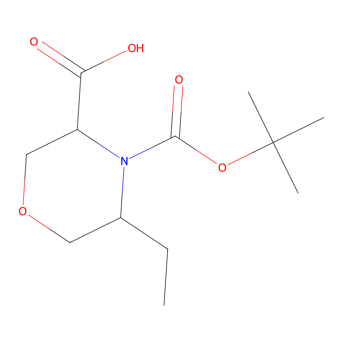(3R,5R)-4-[(tert-butoxy)carbonyl]-5-ethylmorpholine-3-carboxylic acid molecular structure, CAS 2567489-96-5