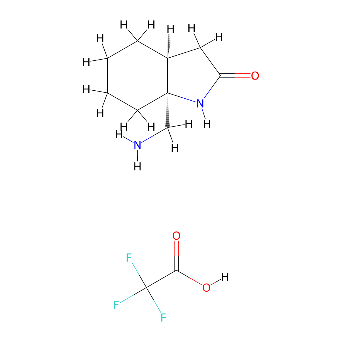 rac-(3aR,7aR)-7a-(aminomethyl)-octahydro-1H-indol-2-one; trifluoroacetic acid molecular structure, CAS 2567490-02-0