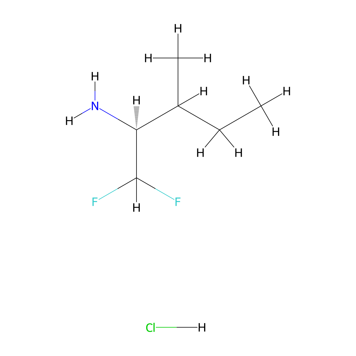 (2S)-1,1-Difluoro-3-methylpentan-2-amine;hydrochloride molecular structure, CAS 2567494-29-3