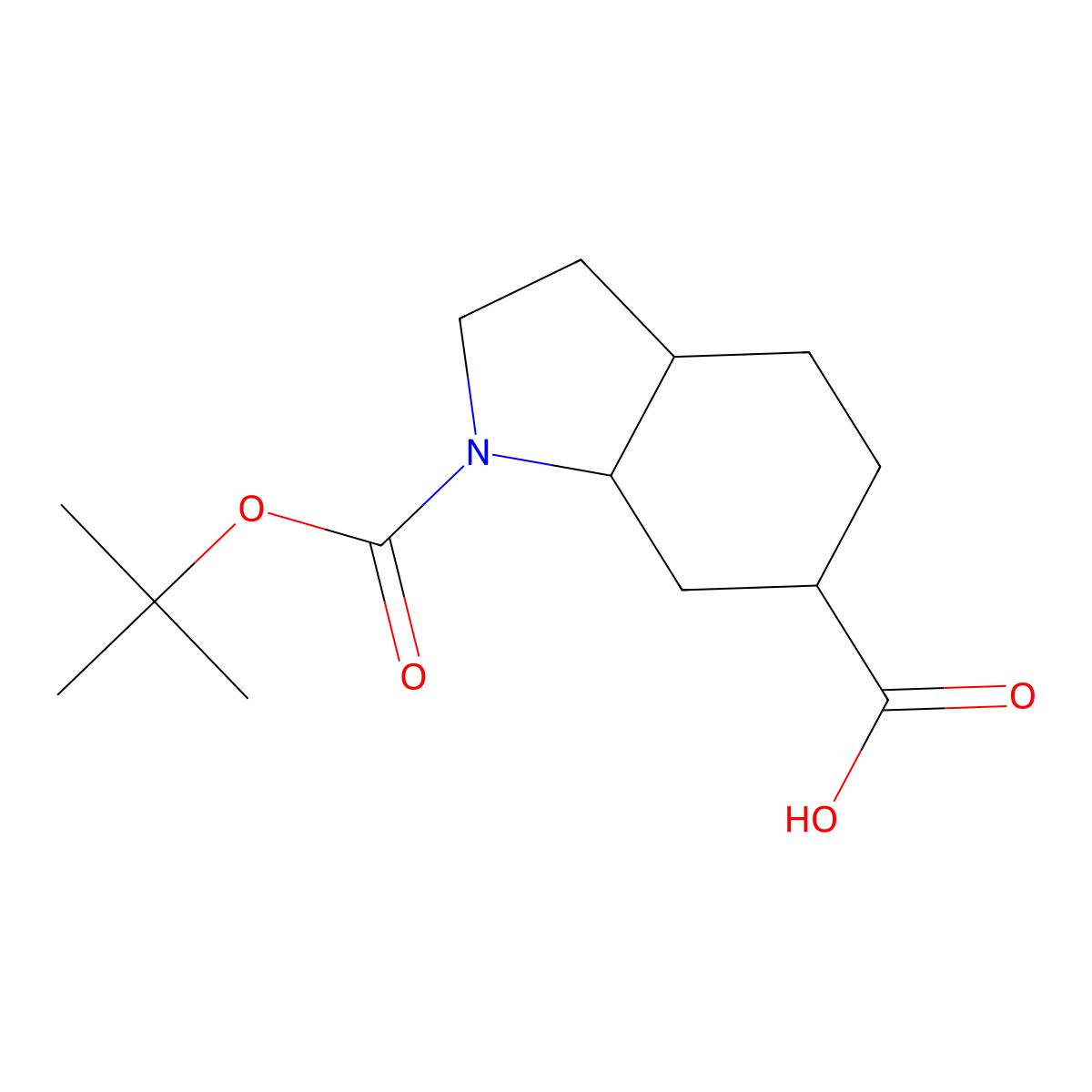 rac-(3aR,7aR)-1-[(tert-butoxy)carbonyl]-octahydro-1H-indole-6-carboxylic acid, cis molecular structure, CAS 2567494-30-6