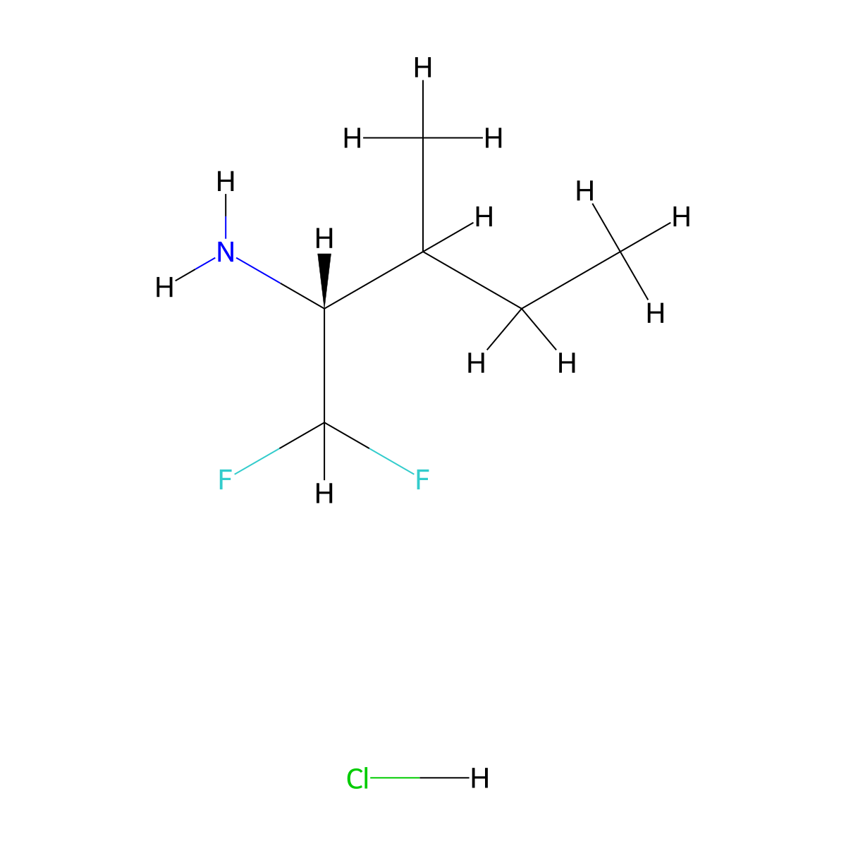 (2R)-1,1-difluoro-3-methylpentan-2-amine hydrochloride molecular structure, CAS 2567494-32-8