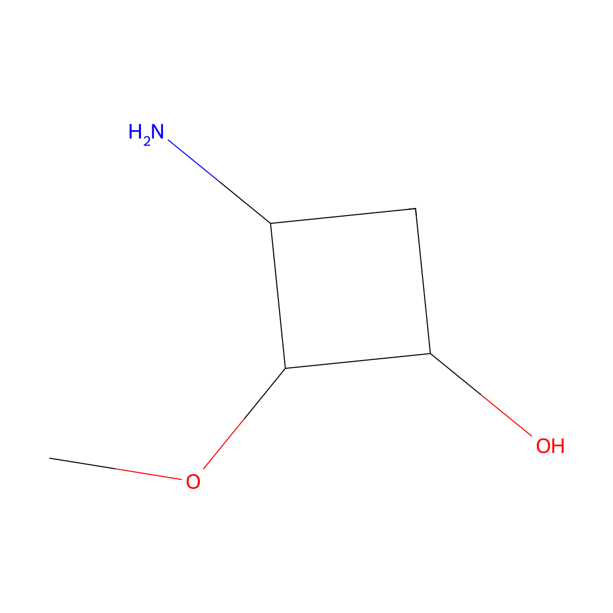 rac-(1R,2R)-3-amino-2-methoxycyclobutan-1-ol molecular structure, CAS 2567494-35-1