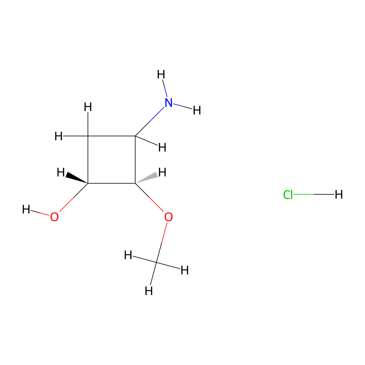 Rac-(1r,2r)-3-amino-2-methoxycyclobutan-1-ol hydrochloride molecular structure, CAS 2567494-36-2