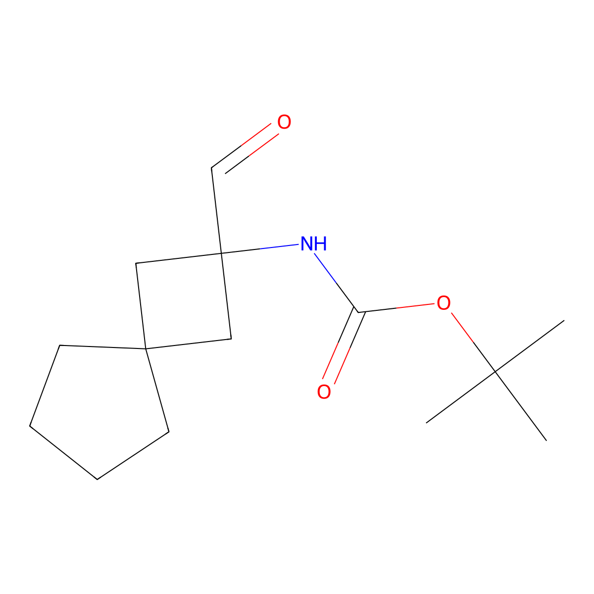 tert-butyl N-{2-formylspiro[3.4]octan-2-yl}carbamate molecular structure, CAS 2567495-03-6